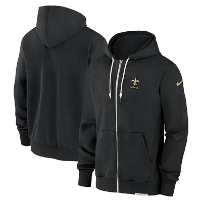 Veste à capuche entièrement zippée Nike noire New Orleans Saints Sideline Performance pour homme