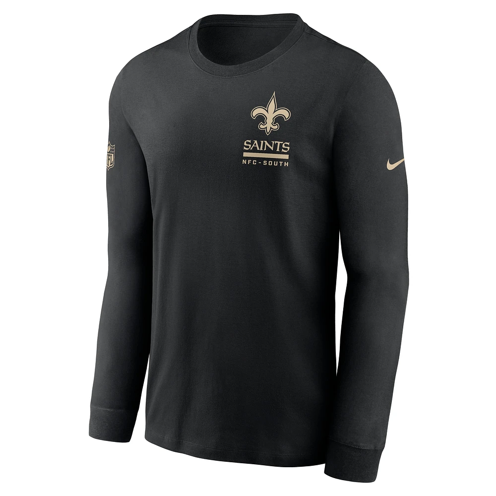Men's Nike Black New Orleans Saints Sideline Performance Long Sleeve T-Shirt