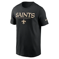 T-shirt Nike noir pour homme, coupe latérale, performance, New Orleans Saints