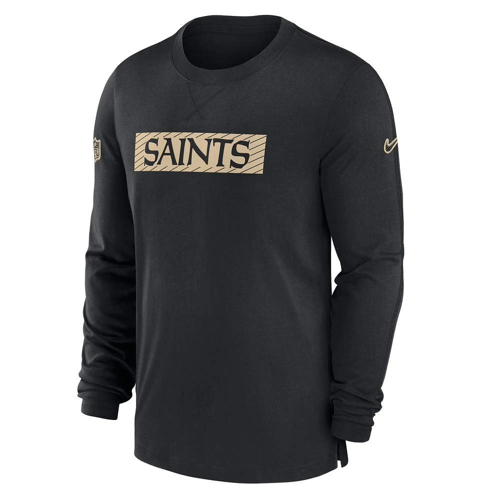 Men's Nike Black New Orleans Saints Sideline Player Performance Long Sleeve T-Shirt