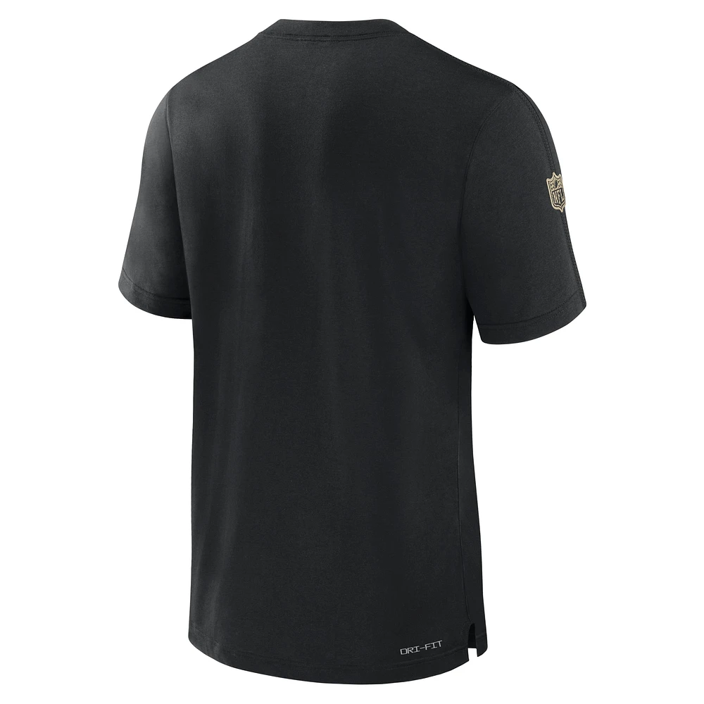 T-shirt Nike noir New Orleans Saints Sideline Player Performance pour homme