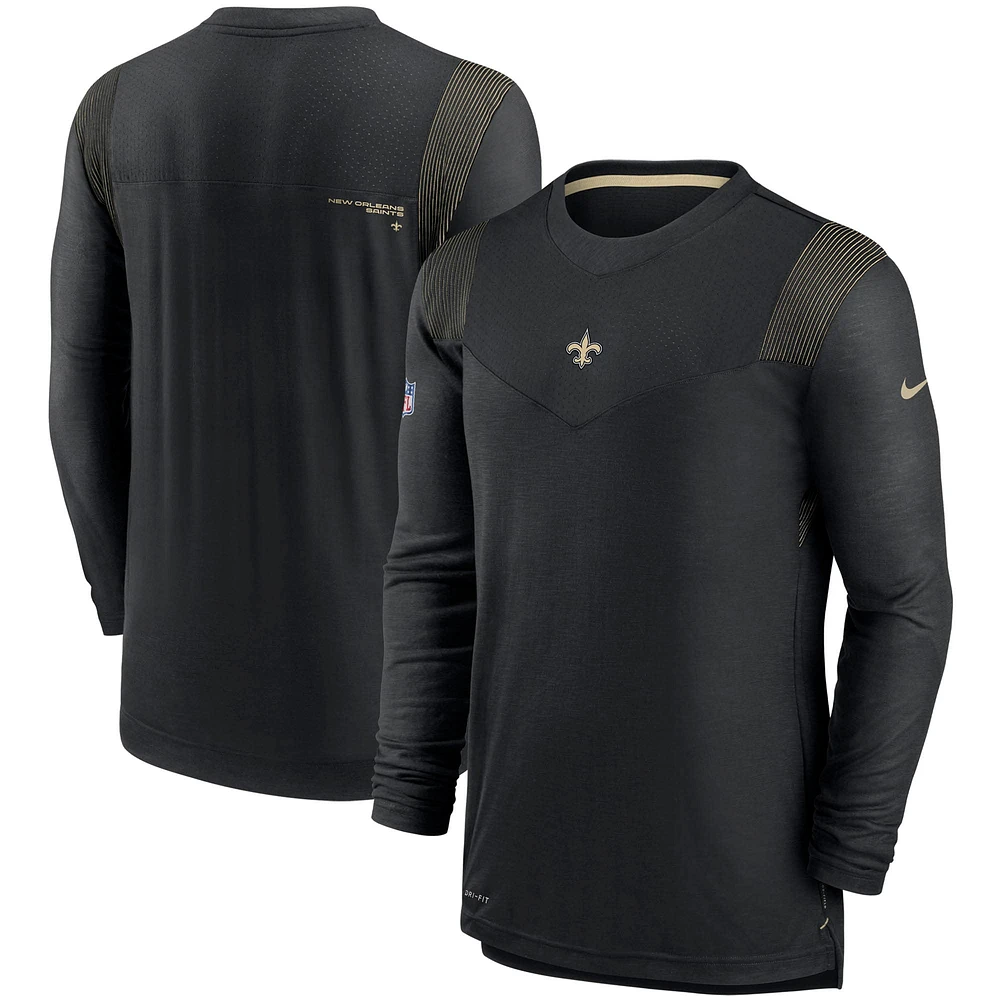 T-shirt à manches longues Nike New Orleans Saints Sideline Player UV Performance pour homme - Noir