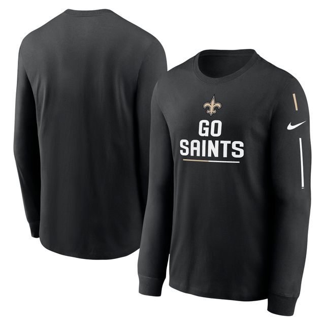 T-shirt à manches longues Nike New Orleans Saints Team pour homme avec slogan noir