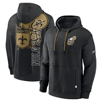 Men's Nike  Black New Orleans Saints Throwback Layered Logo Statement Pullover Hoodie