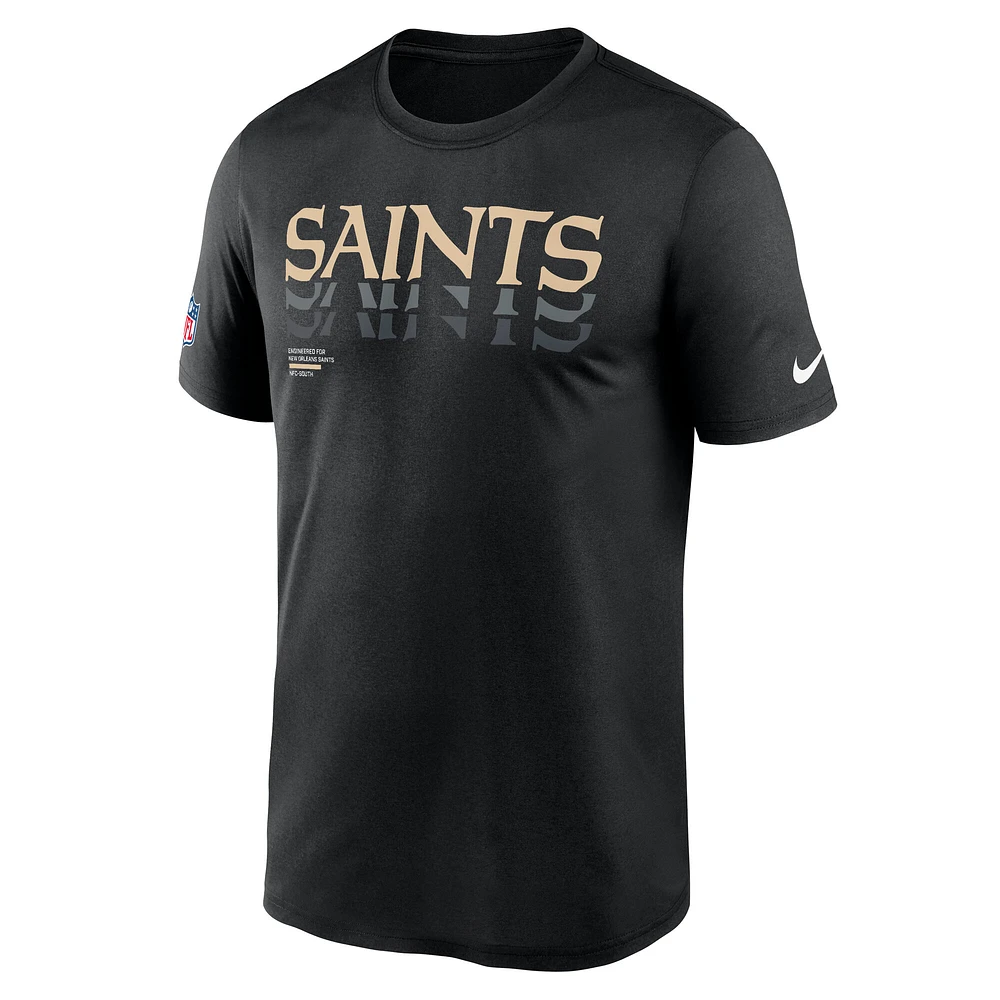 Men's Nike Black New Orleans Saints Wordmark Block Sideline Legend Performance T-Shirt