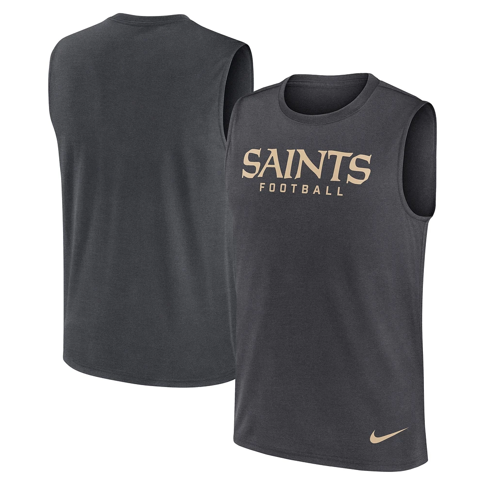 Men's Nike Charcoal New Orleans Saints Primetime Legend Performance Muscle Tank Top