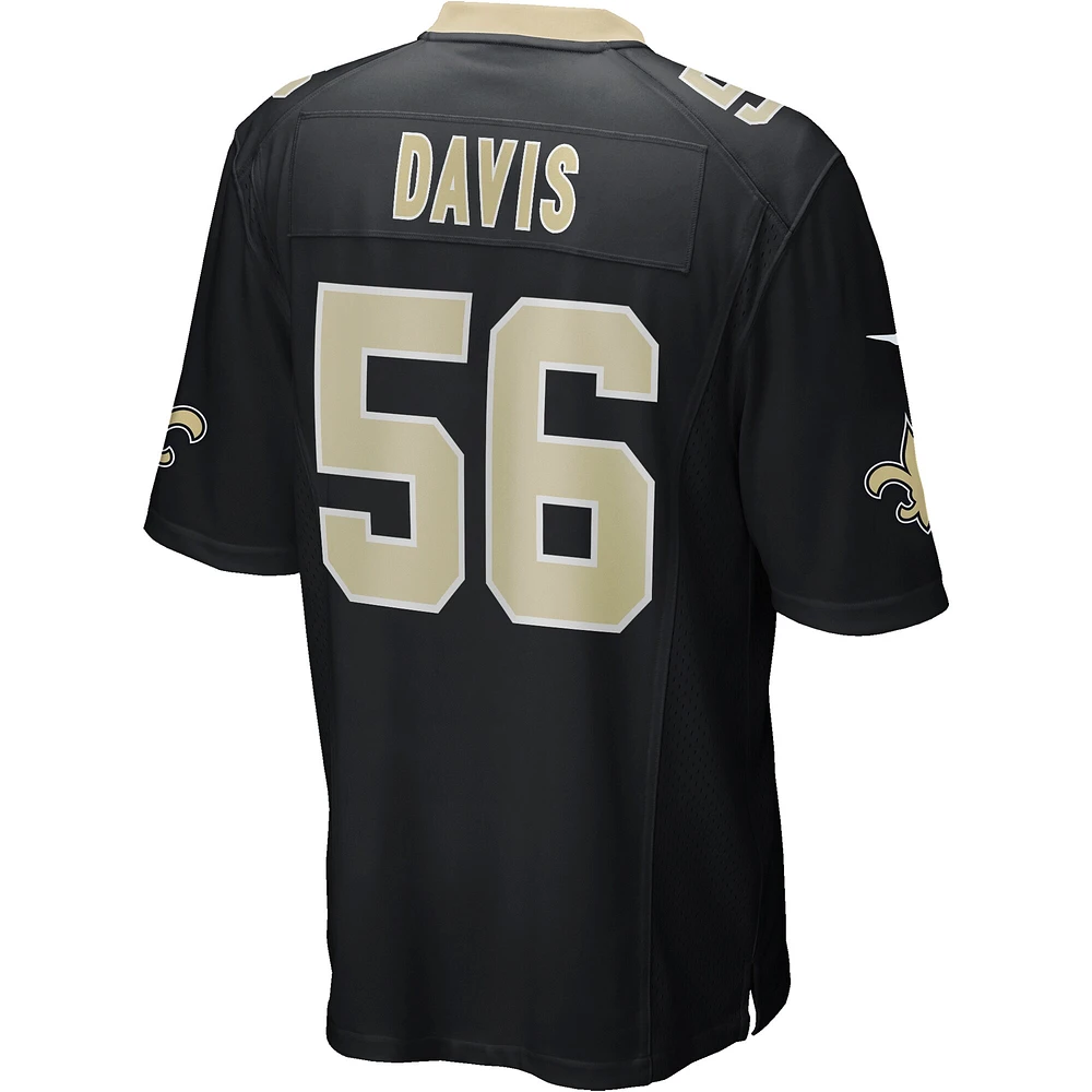 Maillot de match Nike Demario Davis pour hommes, noir, New Orleans Saints