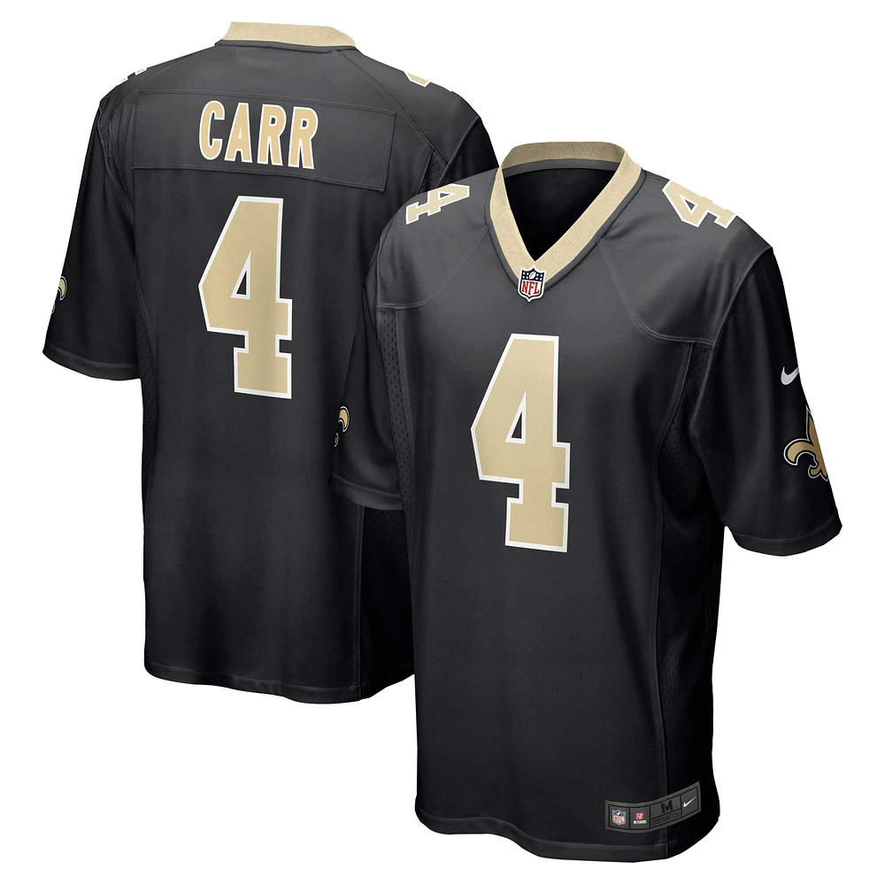 Maillot de match Nike Derek Carr pour hommes, noir, New Orleans Saints