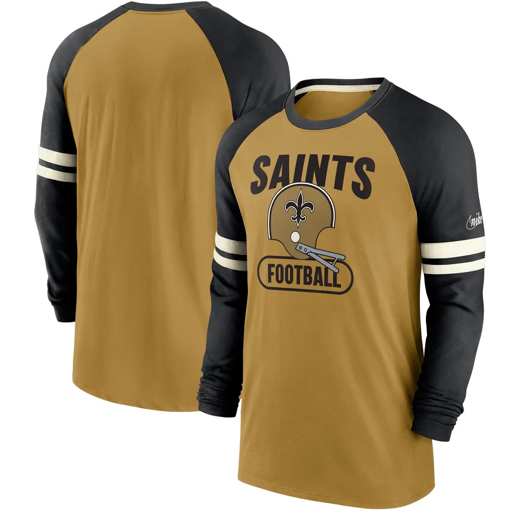 Lids New Orleans Saints Nike Throwback Raglan Long Sleeve T-Shirt -  Gold/Black
