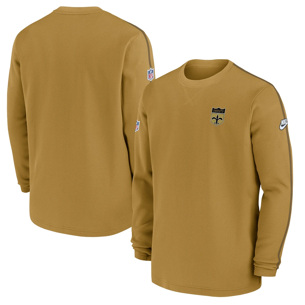 Men's Nike Gold New Orleans Saints Alternate Logo Coach Long Sleeve Top