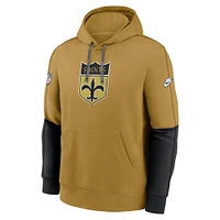 Men's Nike Gold New Orleans Saints  Throwback Logo Club Tri-Blend Pullover Hoodie