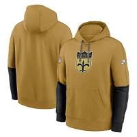 Men's Nike Gold New Orleans Saints  Throwback Logo Club Tri-Blend Pullover Hoodie