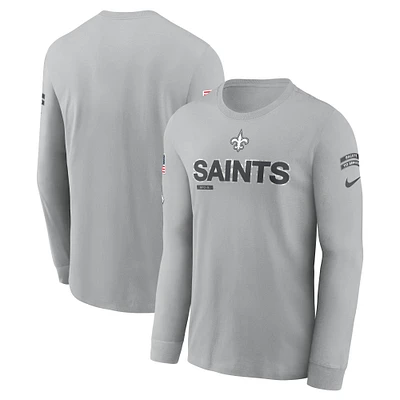 T-shirt à manches longues Nike New Orleans Saints 2024 Salute To Service pour homme Gris