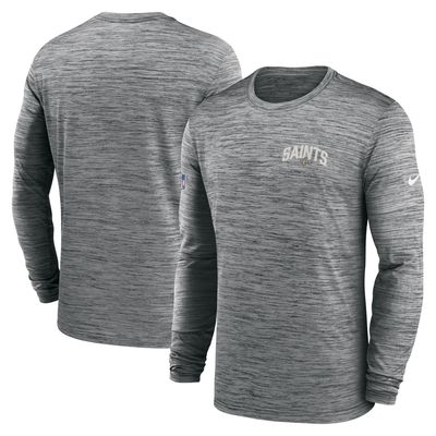 Men's Nike Gray New Orleans Saints Sideline Velocity Athletic Stack Performance Long Sleeve T-Shirt