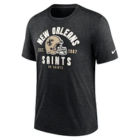 Men's Nike Heather Black New Orleans Saints Helmet Tri-Blend T-Shirt