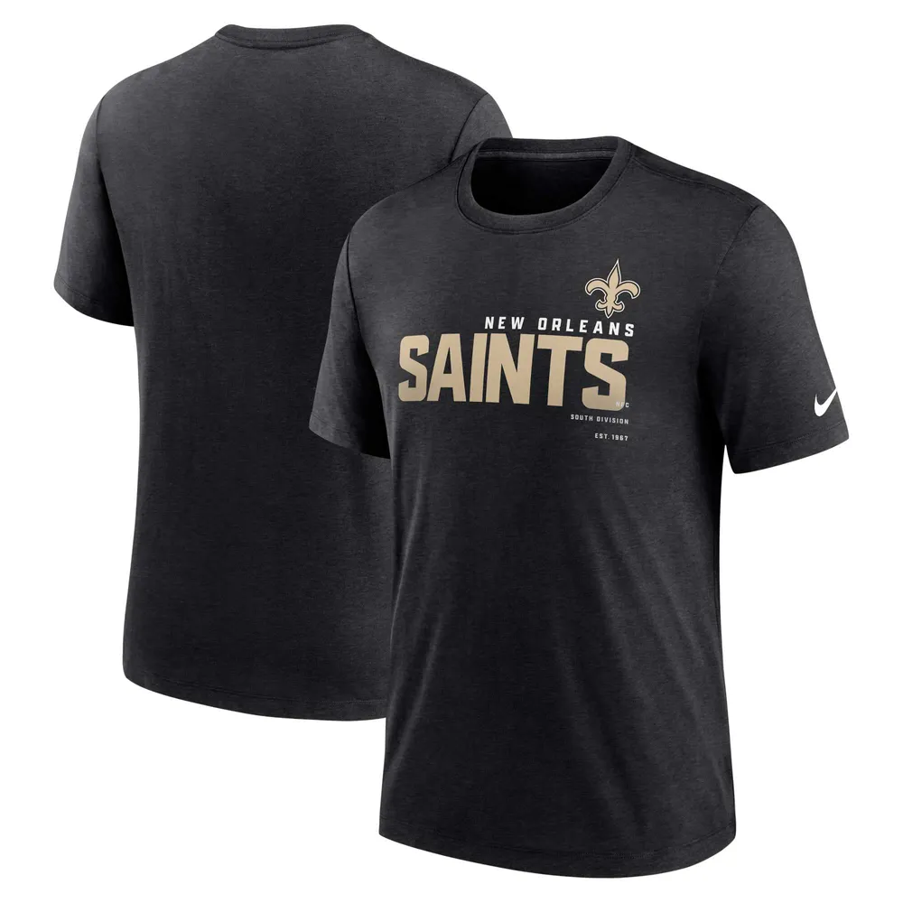 T-shirt Nike New Orleans Saints Wordmark Tri-Blend pour homme - Noir chiné