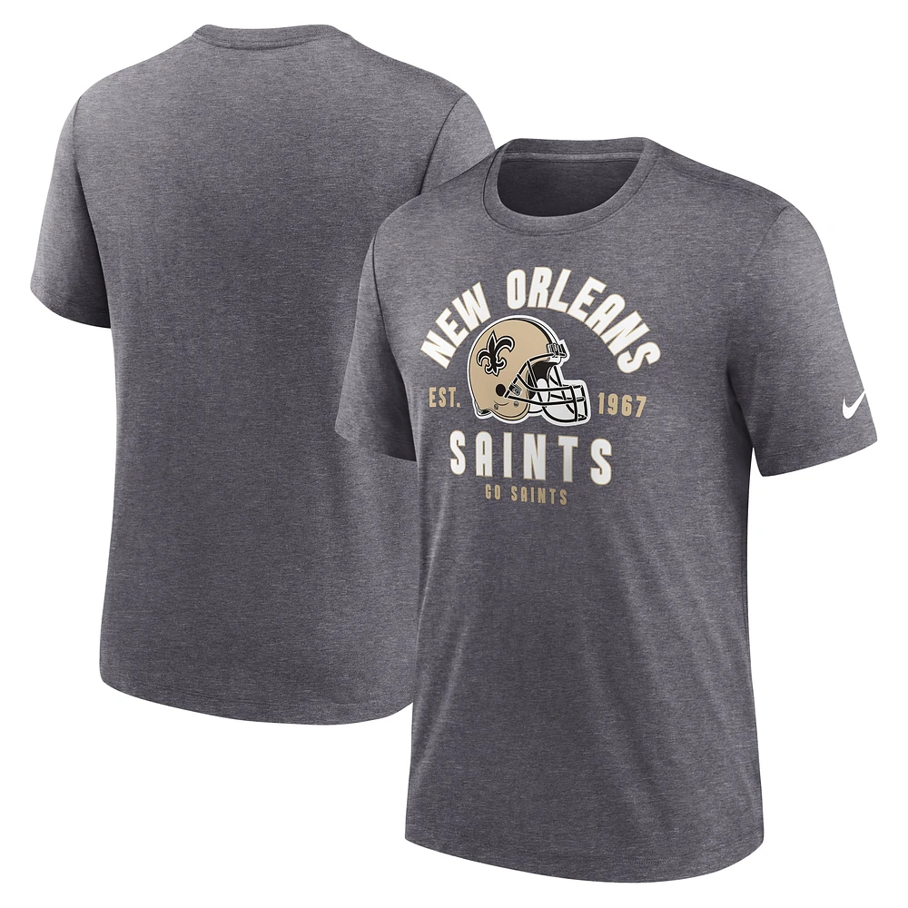 T-shirt Nike Heather Charcoal New Orleans Saints Tri-Blend pour homme