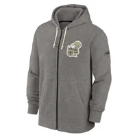 Sweat à capuche entièrement zippé Nike Heather Charcoal New Orleans Saints Historic Lifestyle pour homme