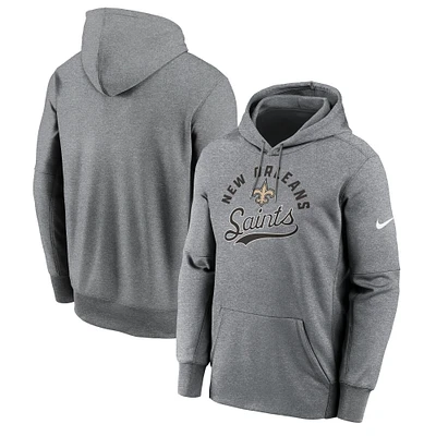 Sweat à capuche en polaire Nike New Orleans Saints Performance gris chiné pour homme