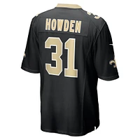 Maillot de match l'équipe Nike Jordan Howden pour hommes, noir, des Saints la Nouvelle-Orléans