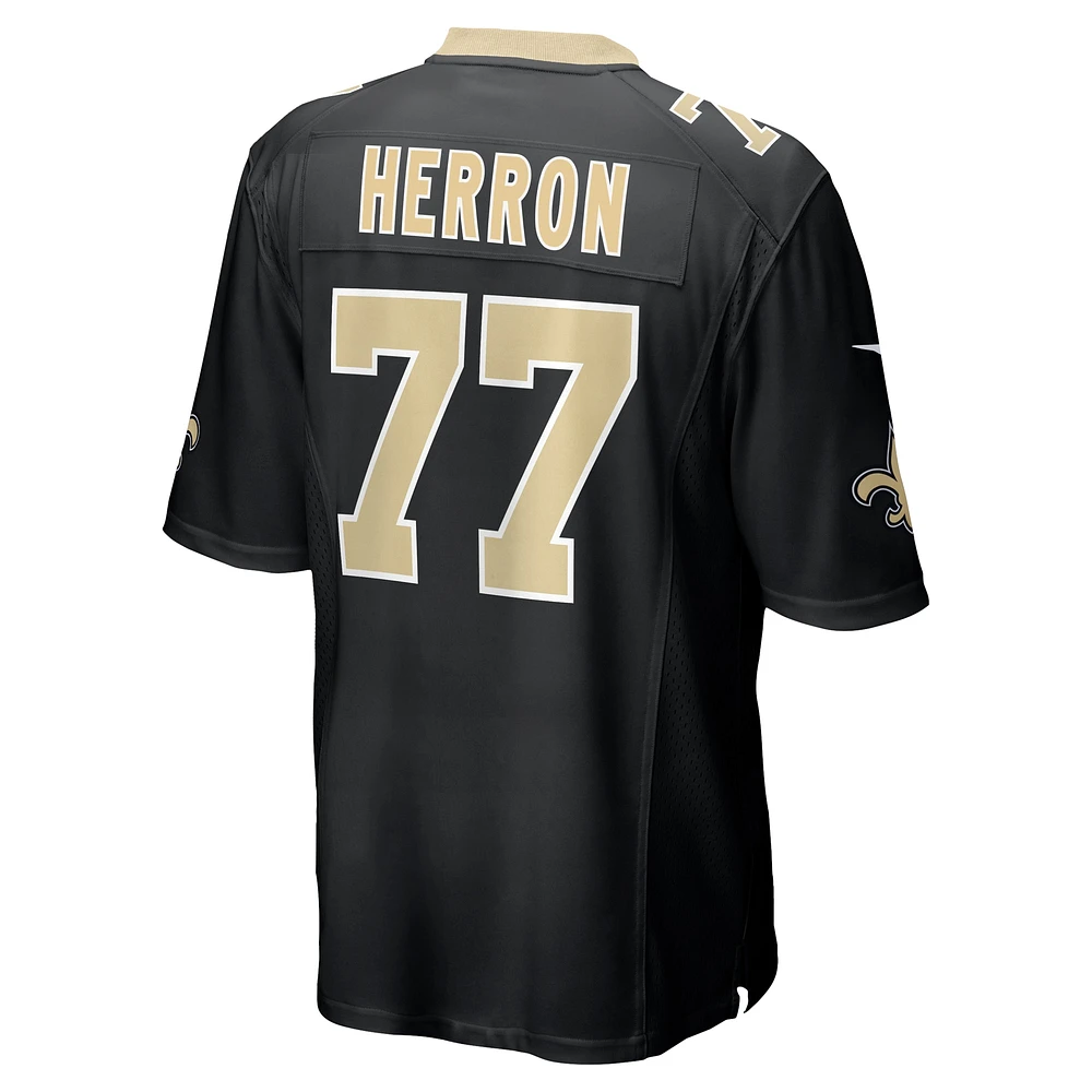 Maillot de match Nike Justin Herron pour homme, noir, New Orleans Saints