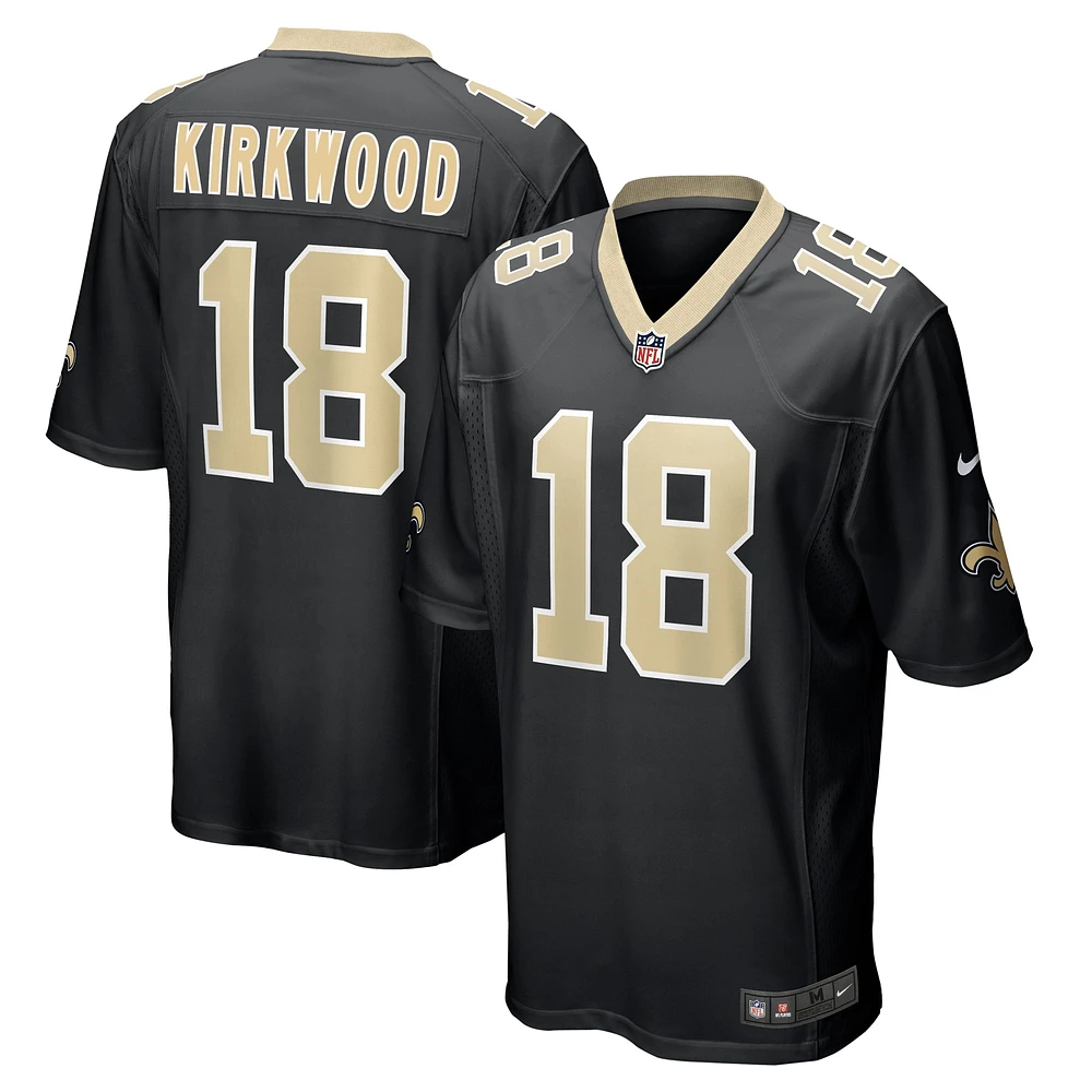 Maillot Nike Keith Kirkwood pour homme, noir, le match de l'équipe des Saints la Nouvelle-Orléans
