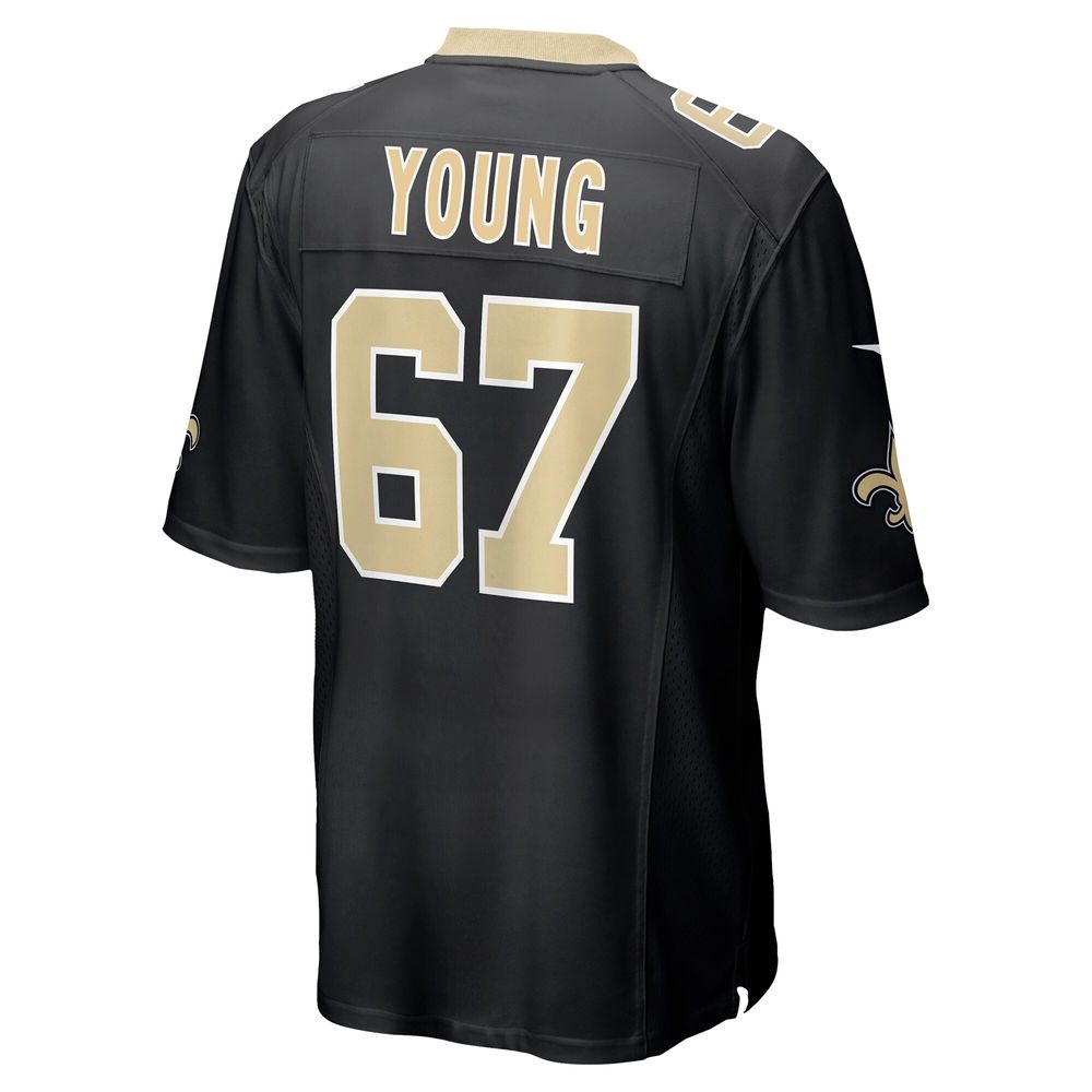 Men's Nike Landon Young Black New Orleans Saints Game Jersey