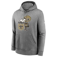 Men's Nike New Orleans Saints Heathered Gray Fan Gear Rewind Club - Pullover Hoodie