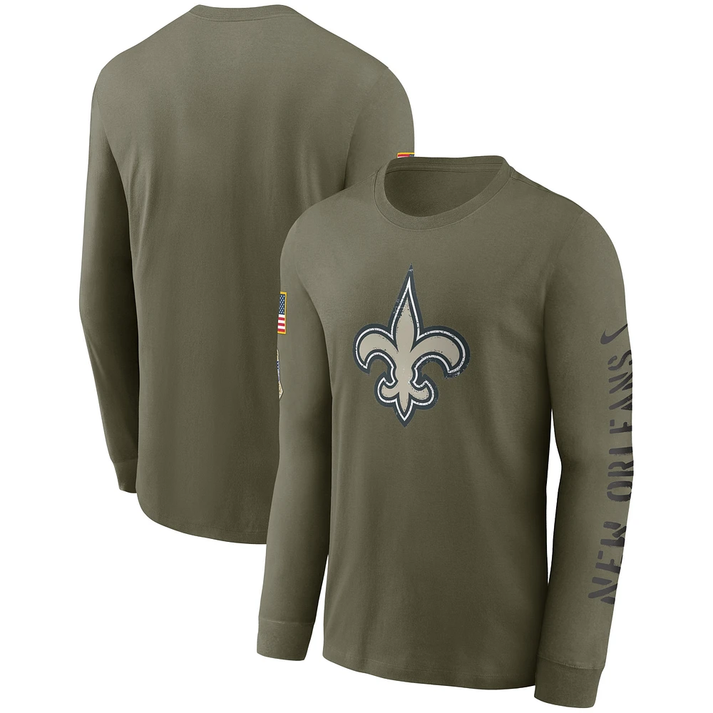 T-shirt à manches longues Nike Olive New Orleans Saints Salute To Service pour homme