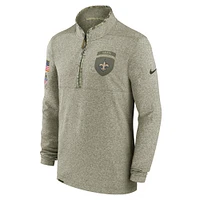 Haut Nike olive New Orleans Saints Salute to Service à fermeture éclair quart de tour pour homme