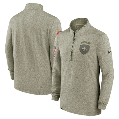 Haut Nike olive New Orleans Saints Salute to Service à fermeture éclair quart de tour pour homme