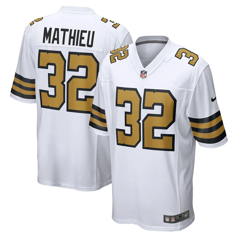 Maillot de match joueur Nike Tyrann Mathieu des New Orleans Saints pour homme, blanc