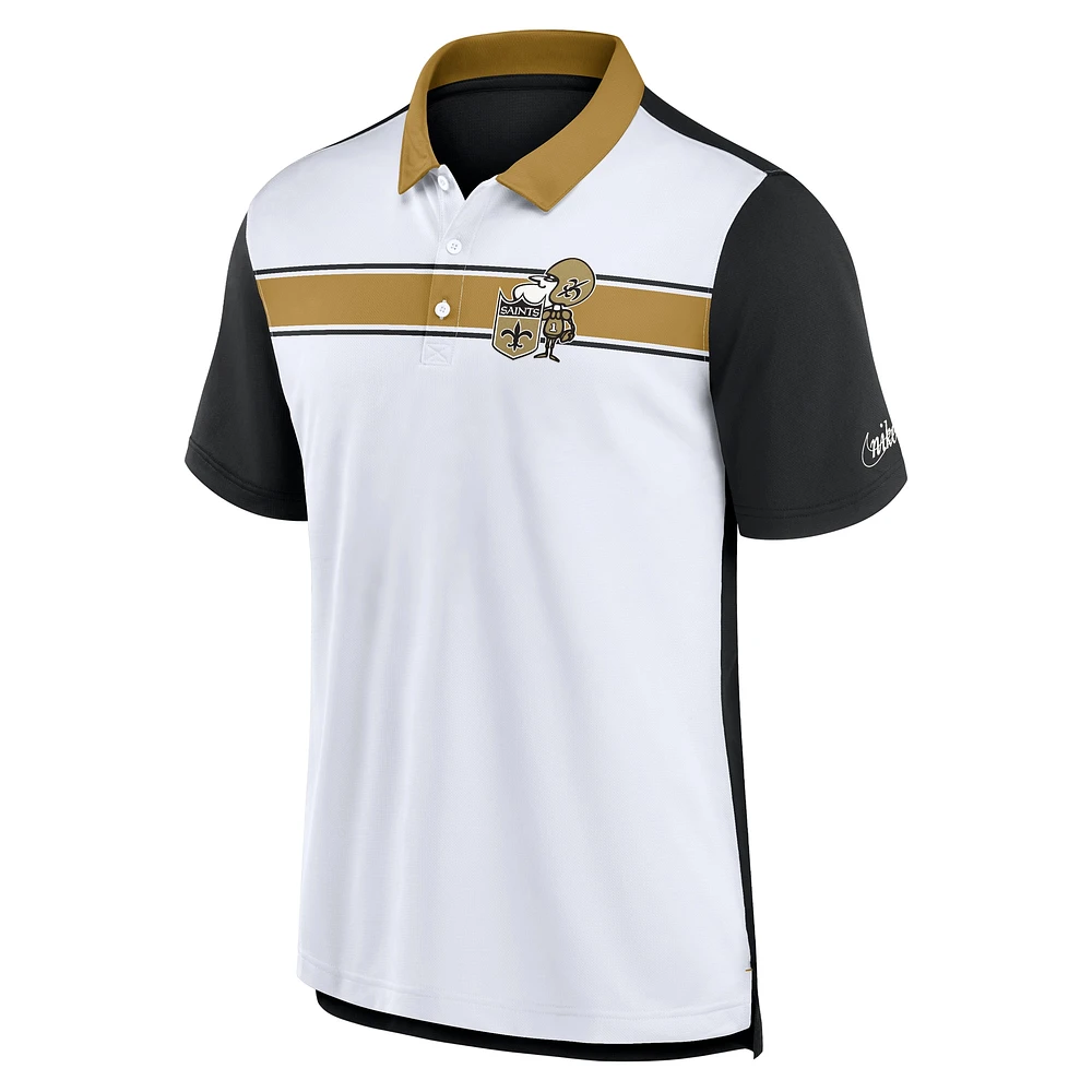 Men's Nike  White/Black New Orleans Saints Rewind Pique Polo