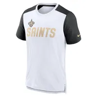 T-shirt avec nom de l'équipe des New Orleans Saints à blocs couleurs pour homme Nike - Blanc/Noir chiné