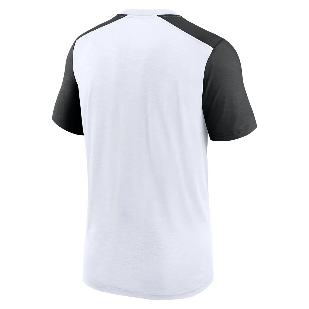 T-shirt avec nom de l'équipe des New Orleans Saints à blocs couleurs pour homme Nike - Blanc/Noir chiné