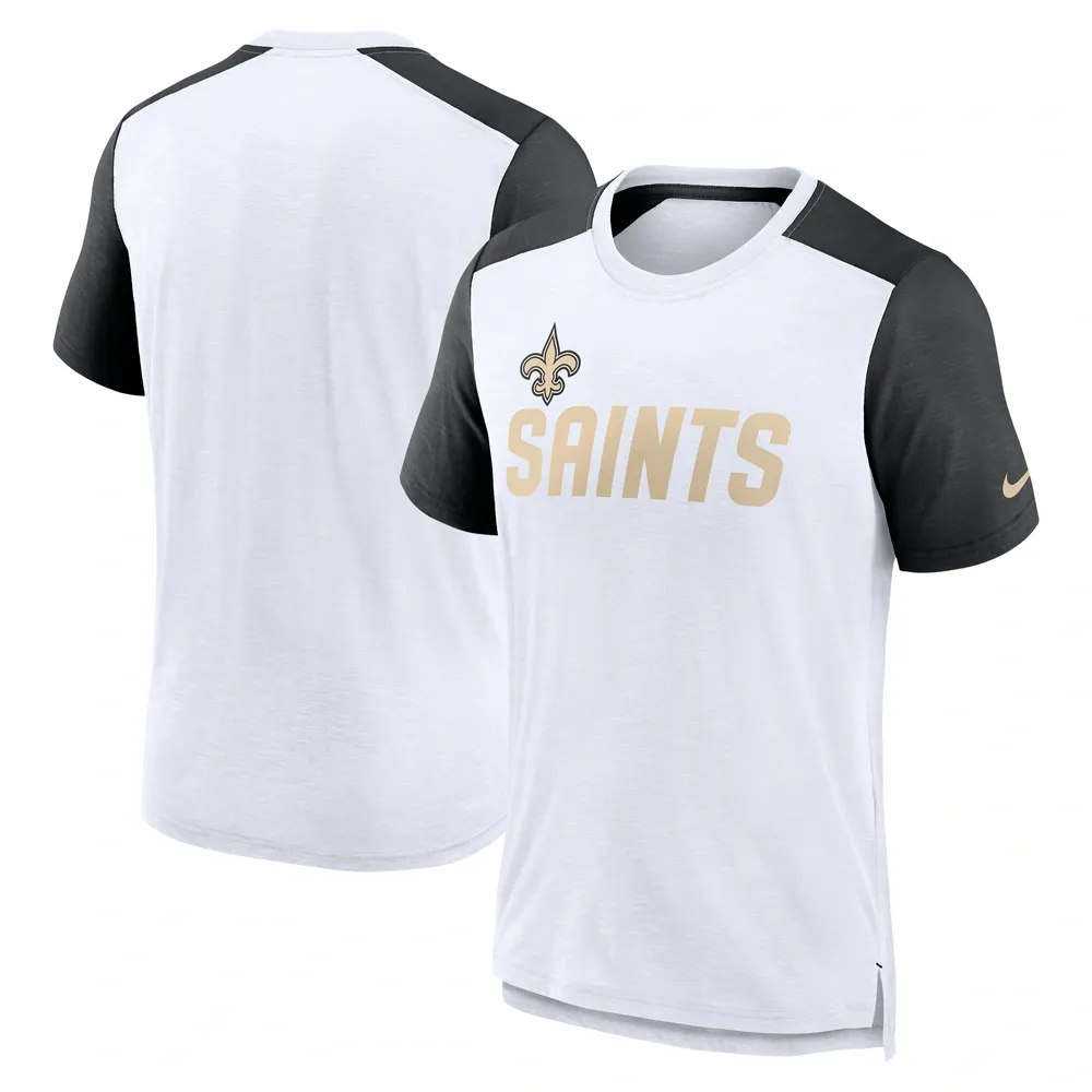 T-shirt avec nom de l'équipe des New Orleans Saints à blocs couleurs pour homme Nike - Blanc/Noir chiné