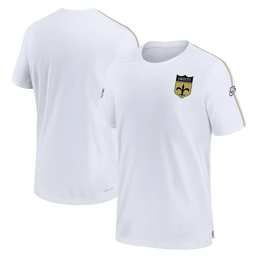 Haut Nike blanc New Orleans Saints Sideline Alternate Logo Coach Performance pour homme