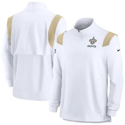 New Orleans Saints Nike Sideline Coaches Chevron Lockup Pullover Top - White