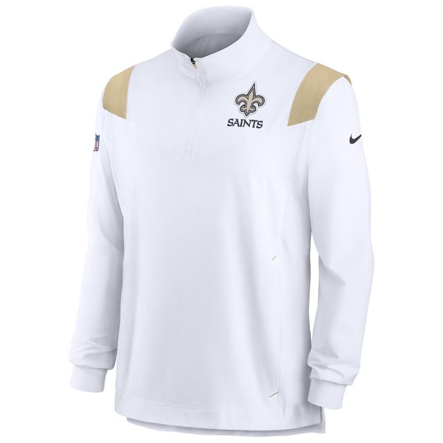 Haut Nike New Orleans Saints Sideline Coach Chevron Lockup Quarter-Zip à manches longues pour homme - Blanc