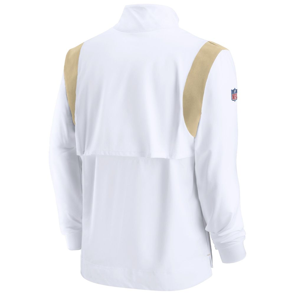 Men's Nike White New Orleans Saints Sideline Coach Chevron Lockup Quarter-Zip Long Sleeve Top