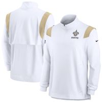 Men's Nike White New Orleans Saints Sideline Coach Chevron Lockup Quarter-Zip Long Sleeve Top