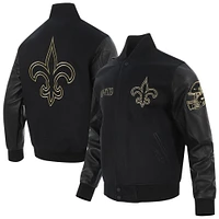 Veste universitaire entièrement zippée Pro Standard noire New Orleans Saints pour homme