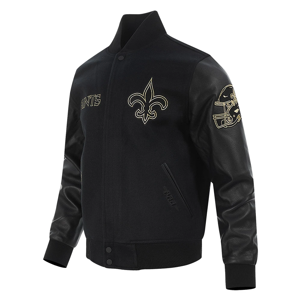 Men's Pro Standard Black New Orleans Saints Full-Zip Varsity Jacket