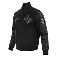 Veste universitaire entièrement zippée Pro Standard noire New Orleans Saints pour homme