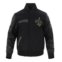 Men's Pro Standard Black New Orleans Saints Full-Zip Varsity Jacket