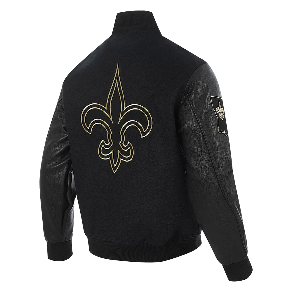 Men's Pro Standard Black New Orleans Saints Full-Zip Varsity Jacket