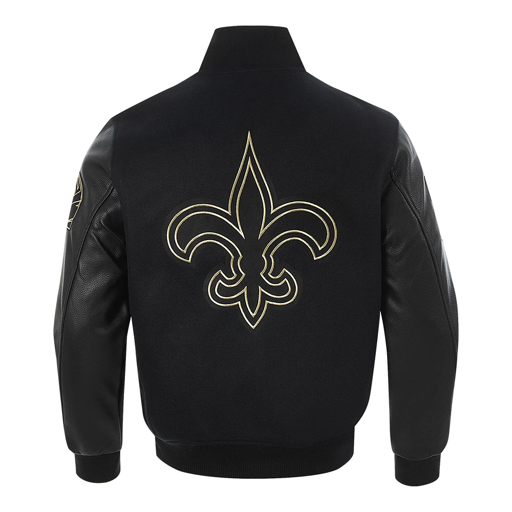 Men's Pro Standard Black New Orleans Saints Full-Zip Varsity Jacket