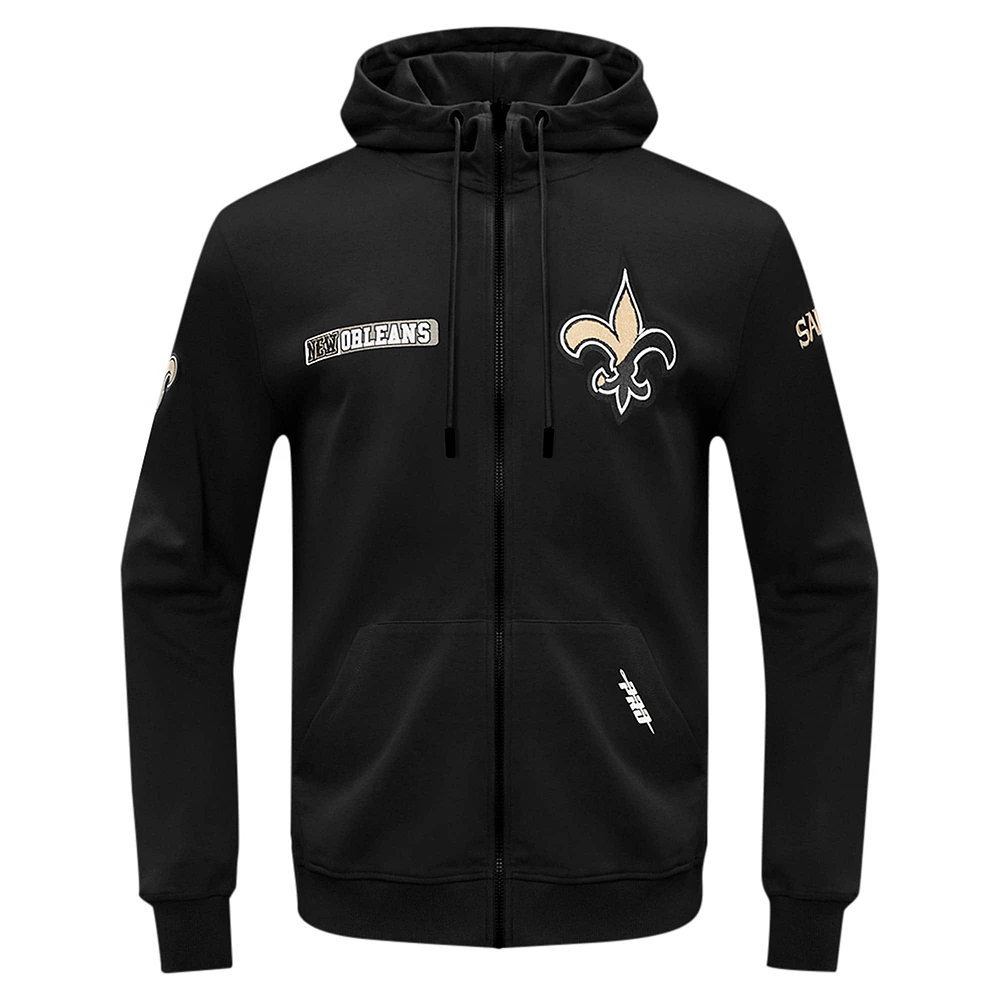 Men's Pro Standard  Black New Orleans Saints Split Logo Double Knit Full-Zip Hoodie