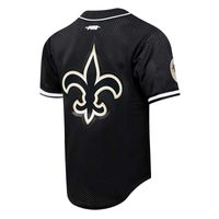 Men's Pro Standard Tyrann Mathieu Black New Orleans Saints Mesh Baseball  Button-Up T-Shirt