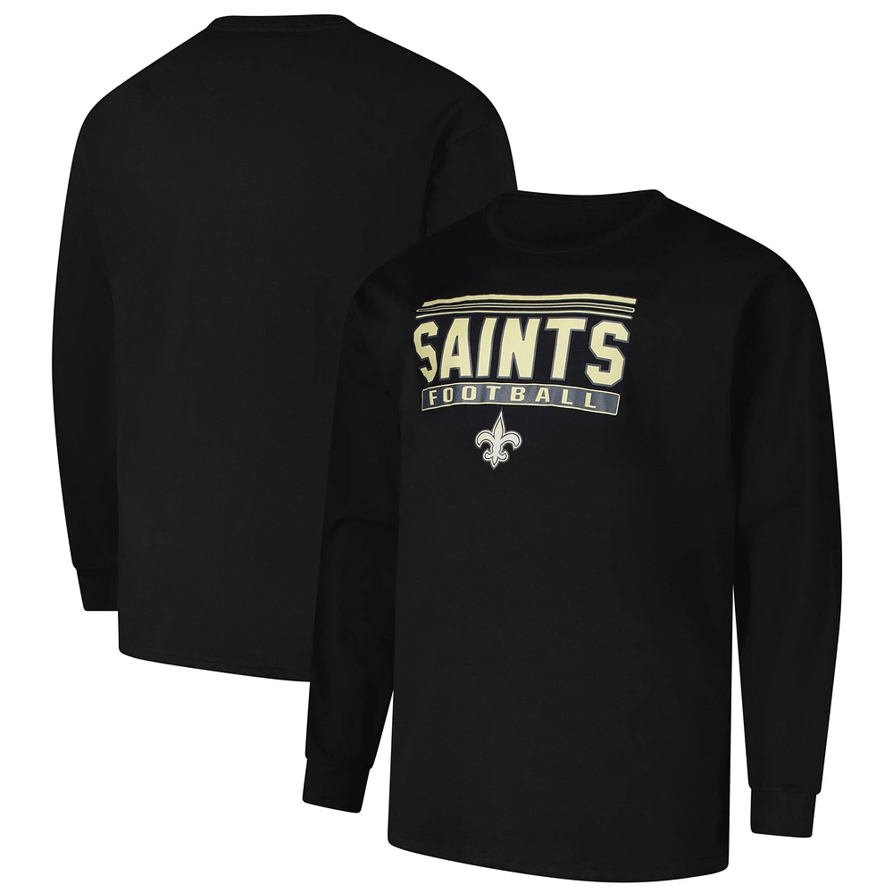 T-shirt à manches longues Pop Big & Tall pour homme avec profil noir New Orleans Saints